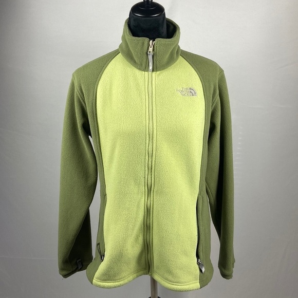 The North Face Jackets & Blazers - The North Face Two Toned Olive Green Fleece Zip Up Jacket